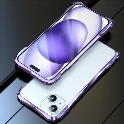 LUPHIE For iPhone 15 Protective Bumper Frame Metal Drop-proof Smart Phone Frame Case