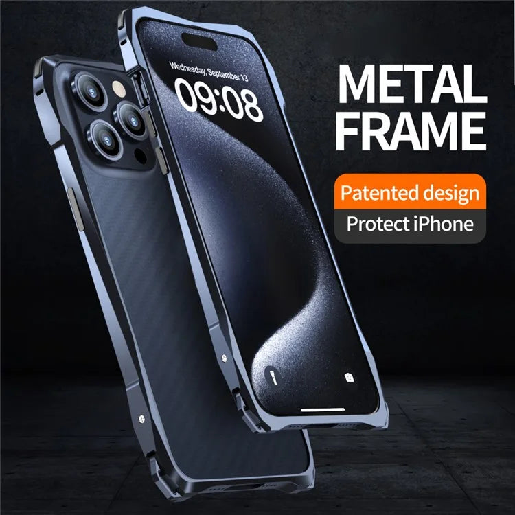 LUPHIE For iPhone 15 Pro Bumper Case Metal Scratch-resistant Protective Phone Frame Case