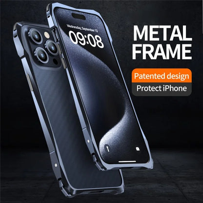 LUPHIE For iPhone 15 Pro Bumper Case Metal Scratch-resistant Protective Phone Frame Case