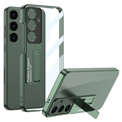GKK For Samsung Galaxy S24 Case Scratch-proof Electroplating Phone Cover with Kickstand