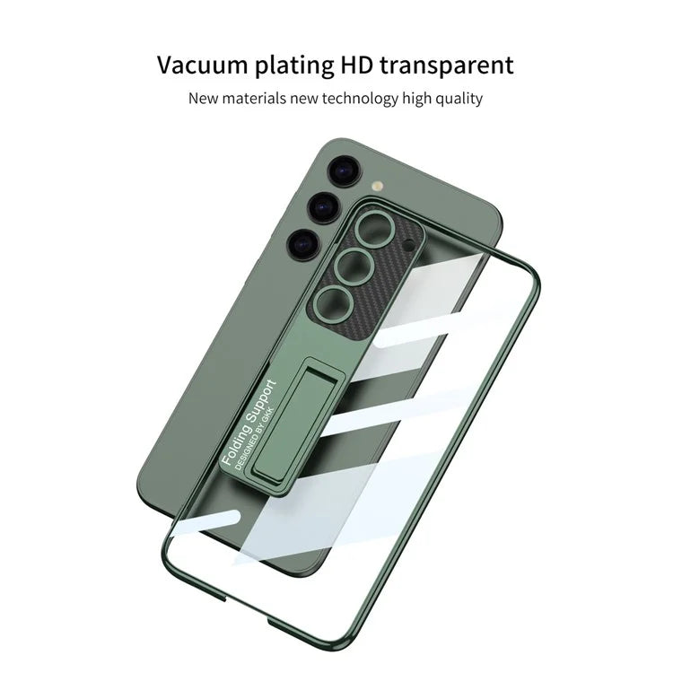 GKK For Samsung Galaxy S24 Case Scratch-proof Electroplating Phone Cover with Kickstand