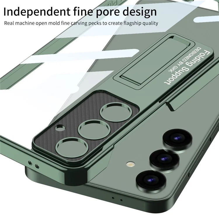 GKK For Samsung Galaxy S24 Case Scratch-proof Electroplating Phone Cover with Kickstand