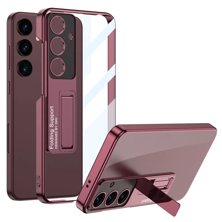 GKK For Samsung Galaxy S24 Case Scratch-proof Electroplating Phone Cover with Kickstand