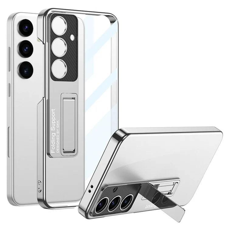 GKK For Samsung Galaxy S24 Case Scratch-proof Electroplating Phone Cover with Kickstand