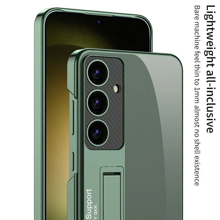 GKK For Samsung Galaxy S24 Case Scratch-proof Electroplating Phone Cover with Kickstand
