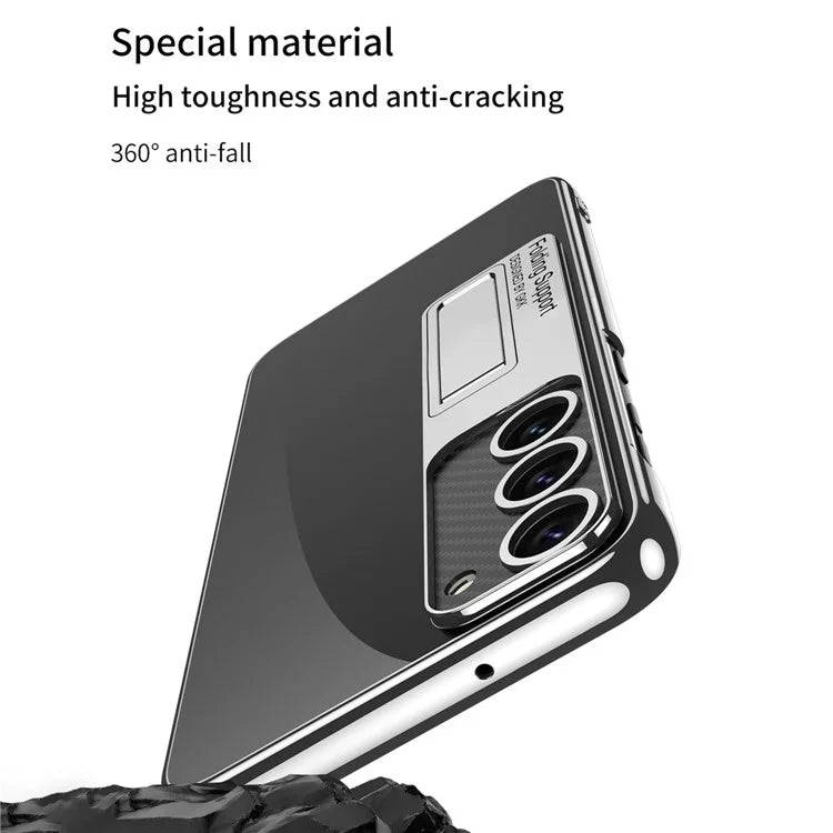 GKK For Samsung Galaxy S24 Case Scratch-proof Electroplating Phone Cover with Kickstand
