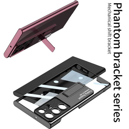 GKK For Samsung Galaxy S24 Ultra Phone Case Electroplating Scratch-proof Kickstand Protective Shell