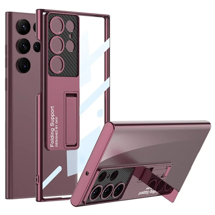 GKK For Samsung Galaxy S24 Ultra Phone Case Electroplating Scratch-proof Kickstand Protective Shell
