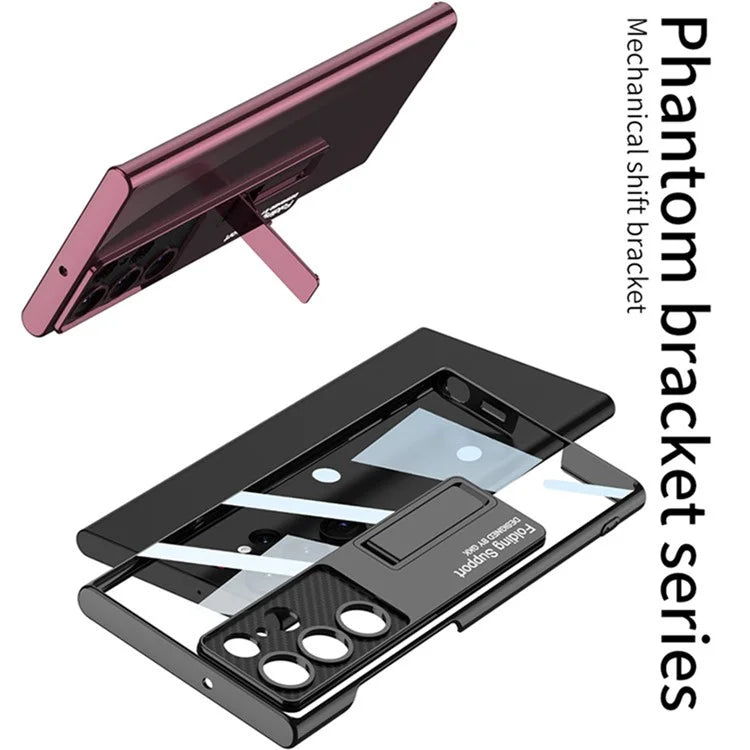 GKK For Samsung Galaxy S24 Ultra Phone Case Electroplating Scratch-proof Kickstand Protective Shell