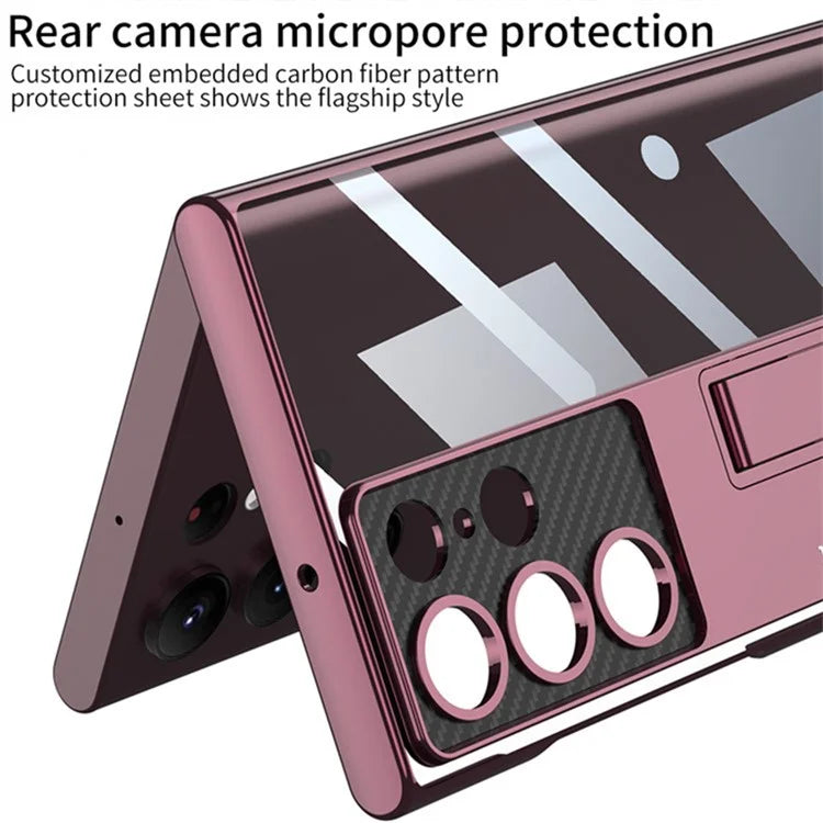 GKK For Samsung Galaxy S24 Ultra Phone Case Electroplating Scratch-proof Kickstand Protective Shell