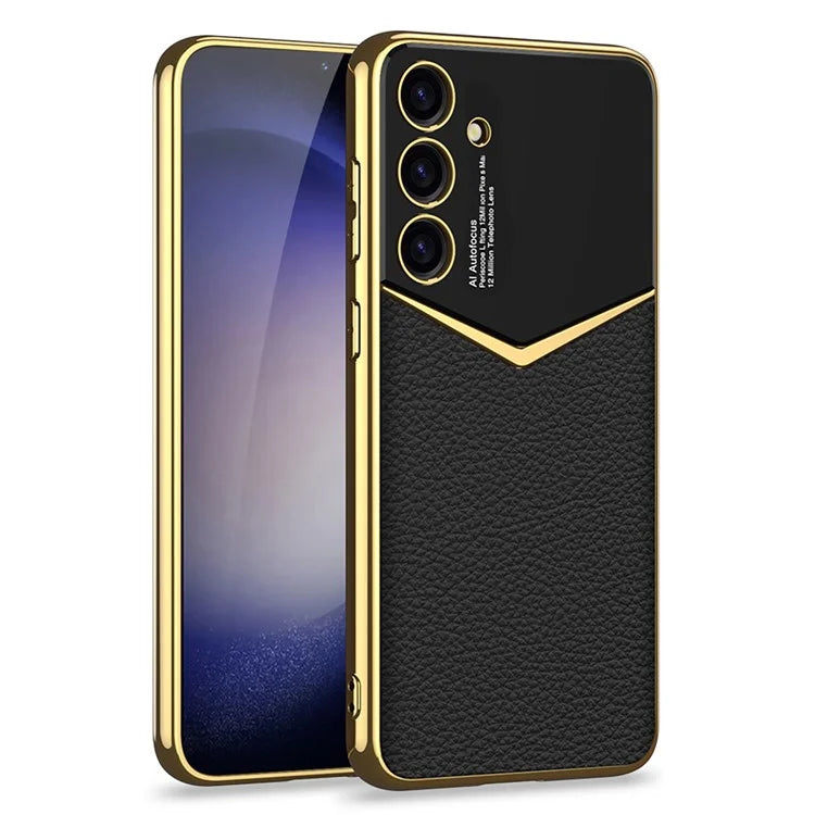 GKK For Samsung Galaxy S24 Cell Phone Cases PU Leather+PC+TPU Electroplating Cover