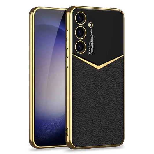 GKK For Samsung Galaxy S24 Cell Phone Cases PU Leather+PC+TPU Electroplating Cover