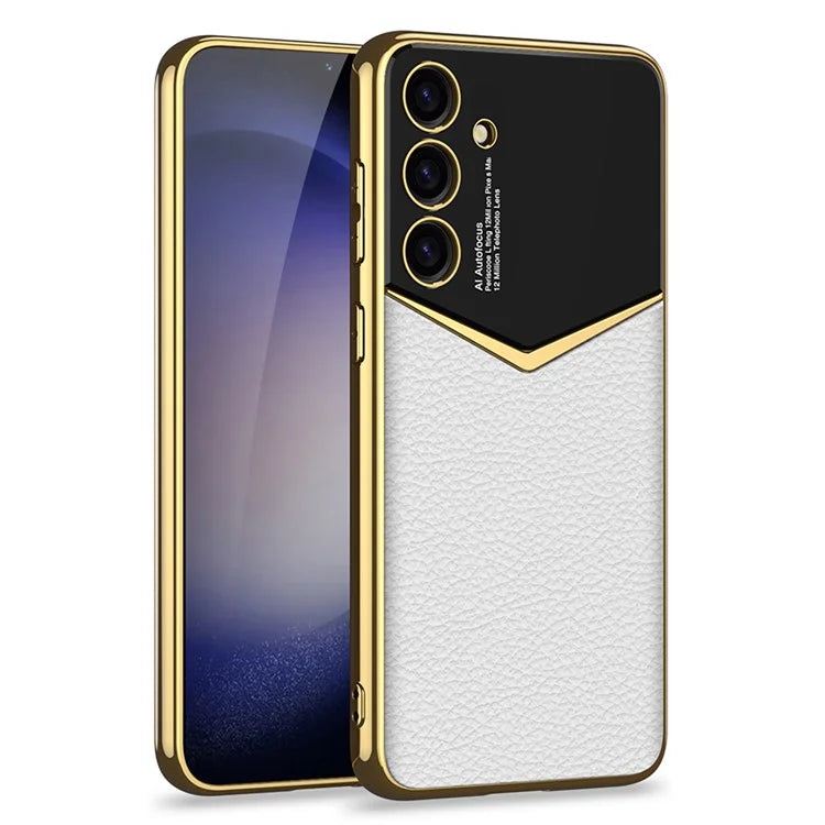 GKK For Samsung Galaxy S24 Cell Phone Cases PU Leather+PC+TPU Electroplating Cover