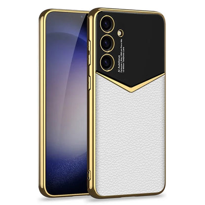 GKK For Samsung Galaxy S24 Cell Phone Cases PU Leather+PC+TPU Electroplating Cover