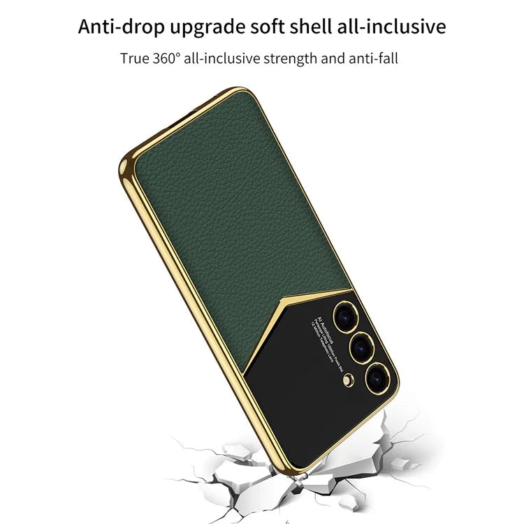 GKK For Samsung Galaxy S24 Cell Phone Cases PU Leather+PC+TPU Electroplating Cover