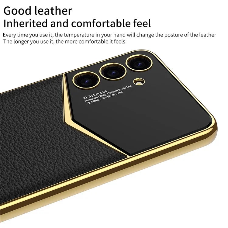 GKK For Samsung Galaxy S24 Cell Phone Cases PU Leather+PC+TPU Electroplating Cover
