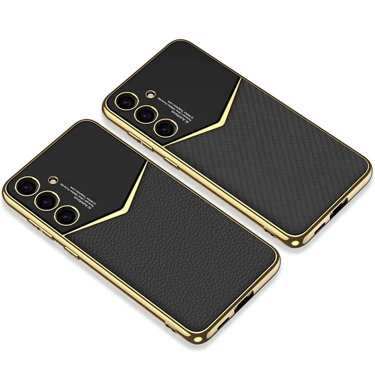 GKK For Samsung Galaxy S24 Cell Phone Cases PU Leather+PC+TPU Electroplating Cover