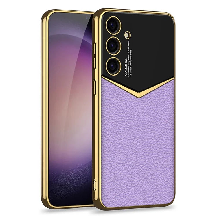 GKK For Samsung Galaxy S24 Cell Phone Cases PU Leather+PC+TPU Electroplating Cover