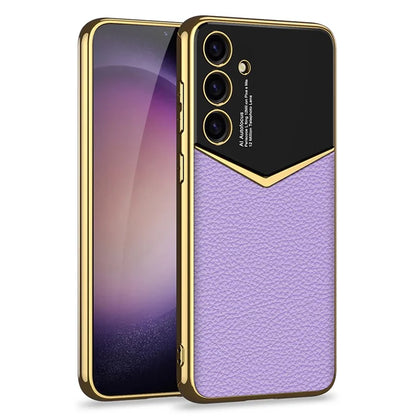 GKK For Samsung Galaxy S24 Cell Phone Cases PU Leather+PC+TPU Electroplating Cover
