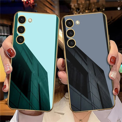 GKK For Samsung Galaxy S24+ Phone Case Electroplating Tempered Glass+PC+TPU Back Shell