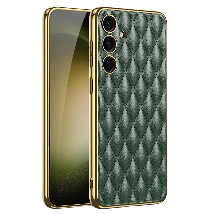 GKK Cell Phone Cases for Samsung Galaxy S24+ Stitching Rhombus PU Leather+TPU+PC Cover