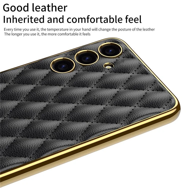 GKK Cell Phone Cases for Samsung Galaxy S24+ Stitching Rhombus PU Leather+TPU+PC Cover
