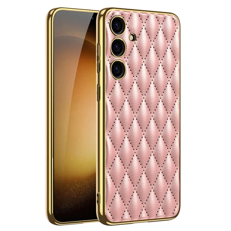 GKK Cell Phone Cases for Samsung Galaxy S24+ Stitching Rhombus PU Leather+TPU+PC Cover