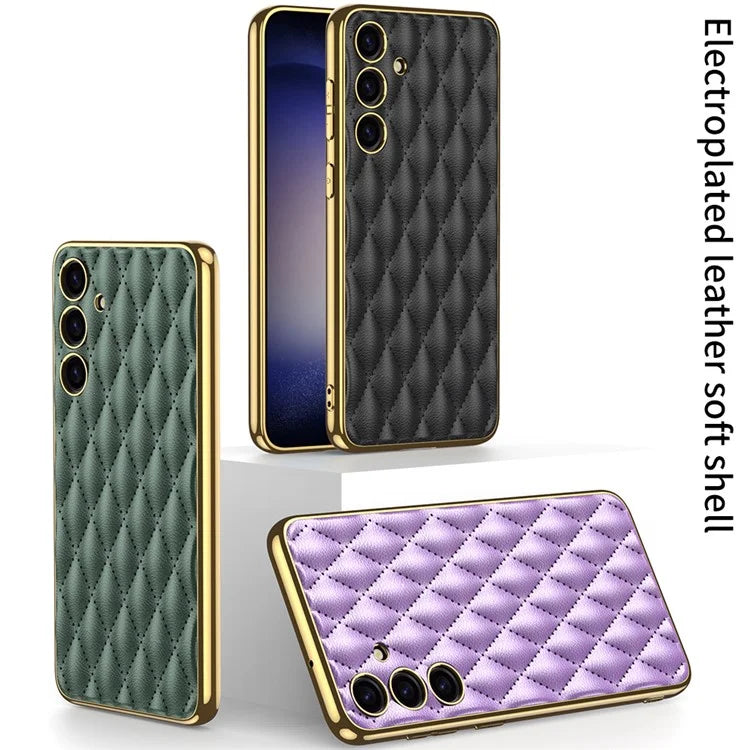 GKK Cell Phone Cases for Samsung Galaxy S24+ Stitching Rhombus PU Leather+TPU+PC Cover