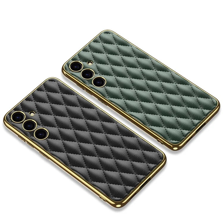 GKK Cell Phone Cases for Samsung Galaxy S24+ Stitching Rhombus PU Leather+TPU+PC Cover