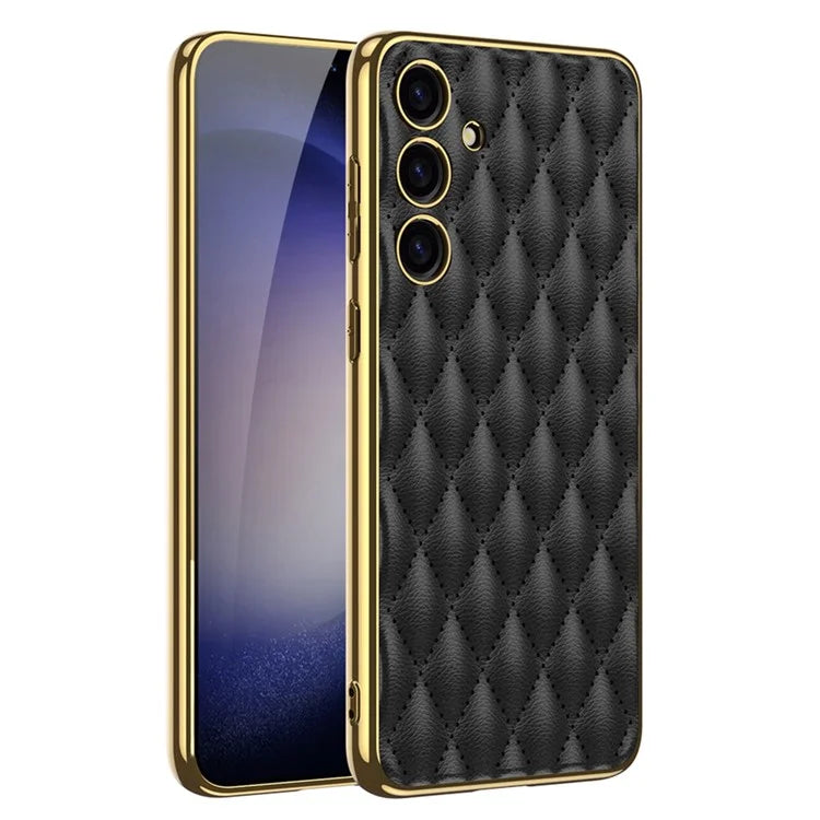 GKK Cell Phone Cases for Samsung Galaxy S24+ Stitching Rhombus PU Leather+TPU+PC Cover