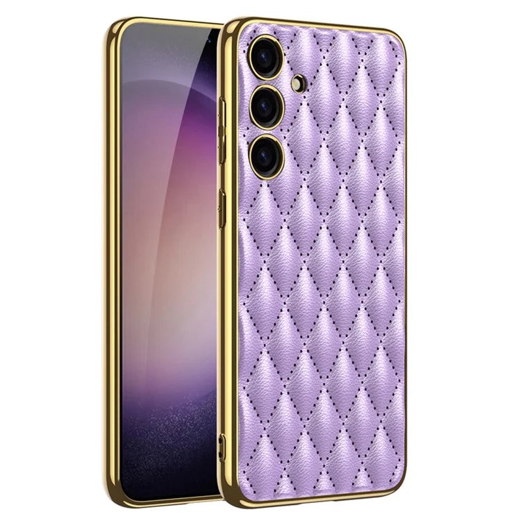 GKK Cell Phone Cases for Samsung Galaxy S24+ Stitching Rhombus PU Leather+TPU+PC Cover