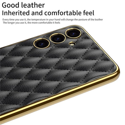 GKK Cell Phone Cases for Samsung Galaxy S24+ Stitching Rhombus PU Leather+TPU+PC Cover