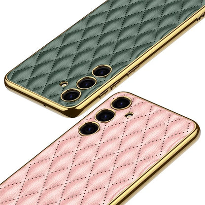 GKK Cell Phone Cases for Samsung Galaxy S24+ Stitching Rhombus PU Leather+TPU+PC Cover