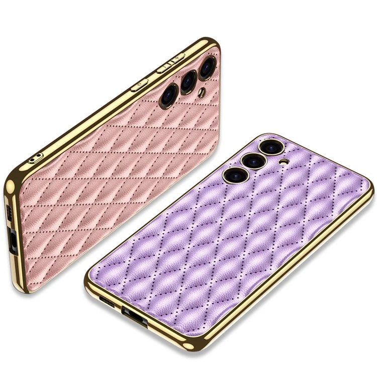 GKK Cell Phone Cases for Samsung Galaxy S24+ Stitching Rhombus PU Leather+TPU+PC Cover