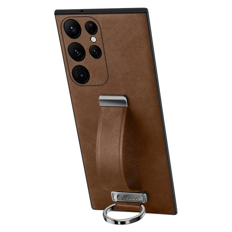 SULADA Fashion Series for Samsung Galaxy S24 Ultra Phone Case Anti-fall Retractable Hand Strap Cover