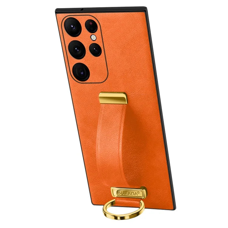 SULADA Fashion Series for Samsung Galaxy S24 Ultra Phone Case Anti-fall Retractable Hand Strap Cover