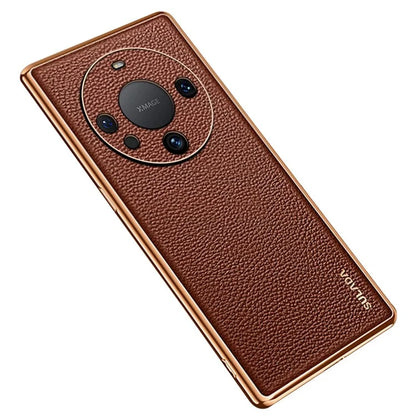 SULADA For Huawei Mate 60 Phone Case Electroplating PU Leather+PC+TPU Back Shell