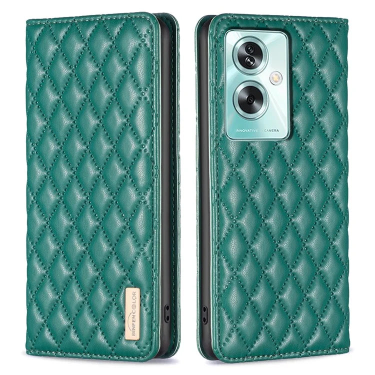 BINFEN COLOR BF16 For Oppo A79 5G / A2 5G Case TPU + PU Leather Rhombus Cell Phone Cover