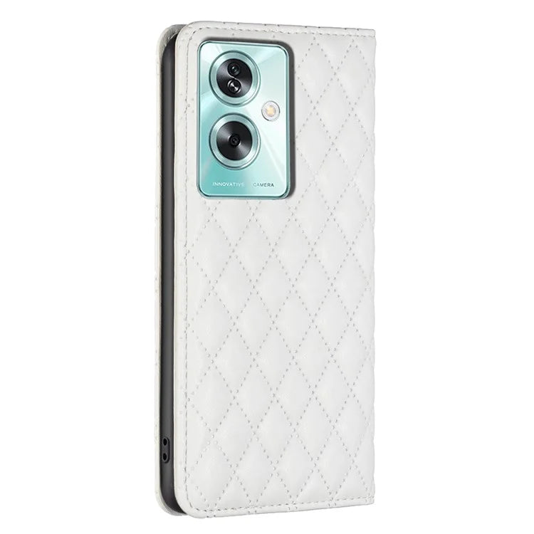 BINFEN COLOR BF16 For Oppo A79 5G / A2 5G Case TPU + PU Leather Rhombus Cell Phone Cover