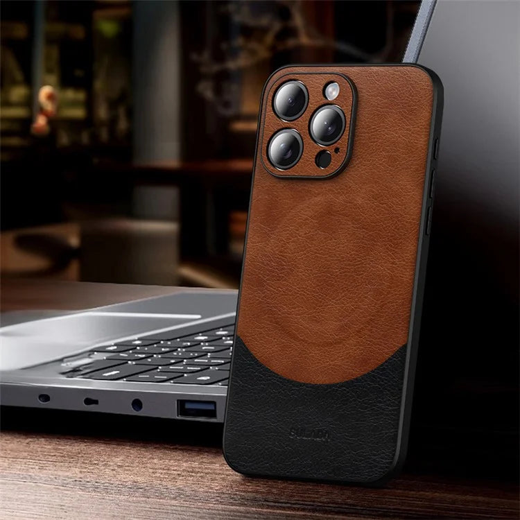 SULADA Magnetic Series for iPhone 15 Pro Max Phone Case Compatible with MagSafe Leather Back Cover