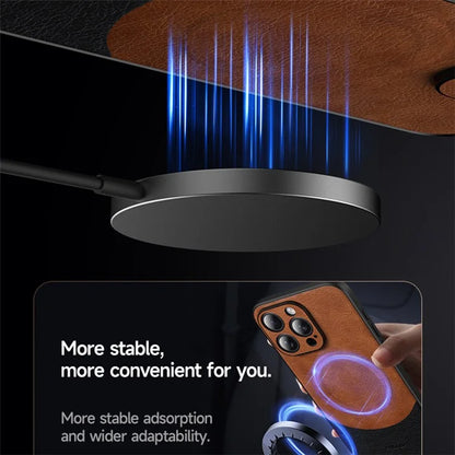 SULADA Magnetic Series for iPhone 15 Pro Max Phone Case Compatible with MagSafe Leather Back Cover