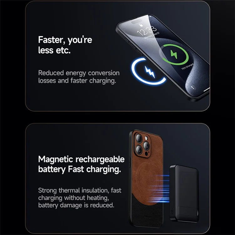 SULADA Magnetic Series for iPhone 15 Pro Max Phone Case Compatible with MagSafe Leather Back Cover