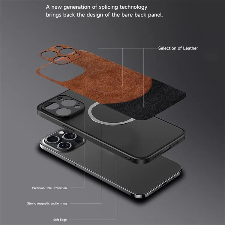 SULADA Magnetic Series for iPhone 15 Pro Max Phone Case Compatible with MagSafe Leather Back Cover