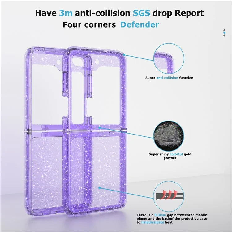 For Samsung Galaxy Z Flip5 5G Glitter Phone Case PC + TPU Protective Cover