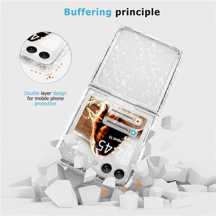 For Samsung Galaxy Z Flip5 5G Glitter Phone Case PC + TPU Protective Cover