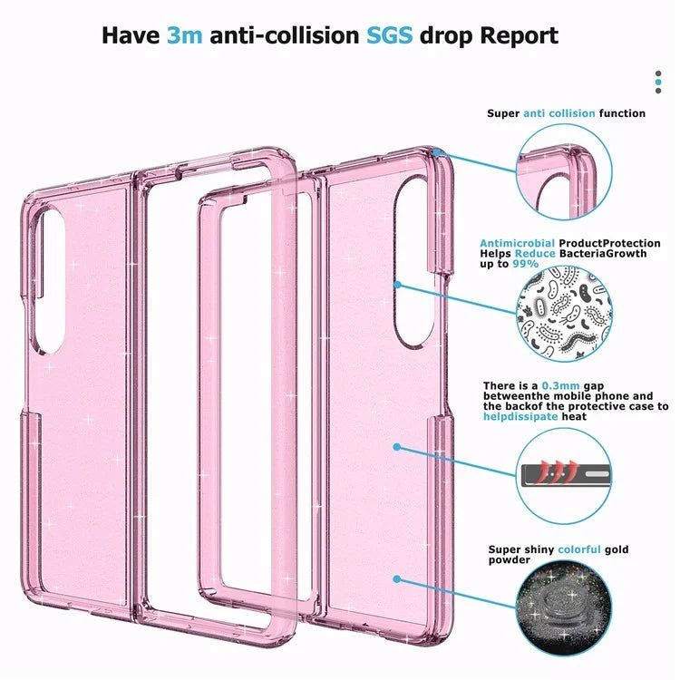 For Samsung Galaxy Z Fold4 5G Folding Phone Case Glitter PC + TPU Cover