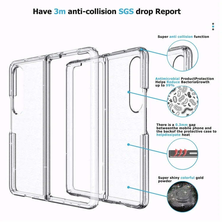 For Samsung Galaxy Z Fold4 5G Folding Phone Case Glitter PC + TPU Cover