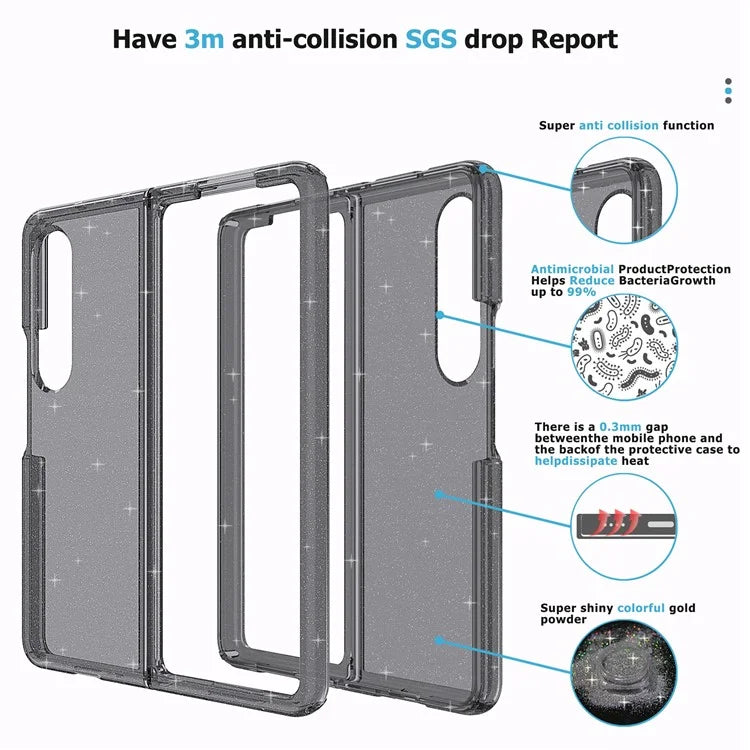 For Samsung Galaxy Z Fold4 5G Folding Phone Case Glitter PC + TPU Cover