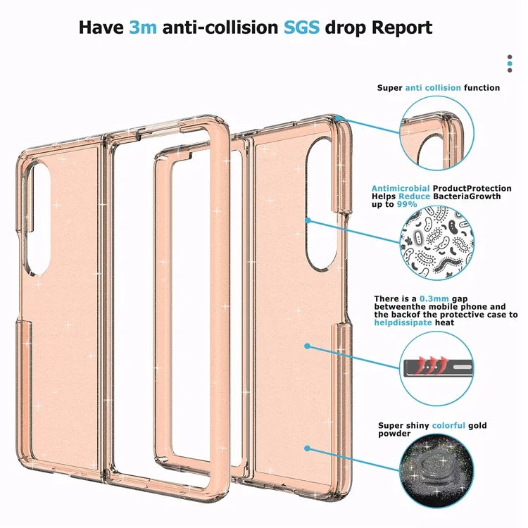 For Samsung Galaxy Z Fold4 5G Folding Phone Case Glitter PC + TPU Cover