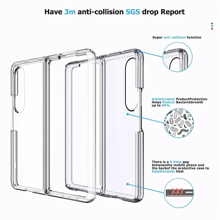 For Samsung Galaxy Z Fold4 5G Case PC+TPU Transparent Protective Phone Cover